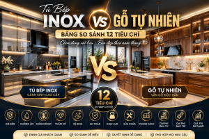 Tủ Bếp Inox Vs Gỗ Tự Nhiên: Bảng So Sánh 12 Tiêu Chí