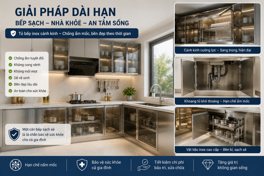 Bếp sạch hiện đại giúp hạn chế nấm mốc trong bếp