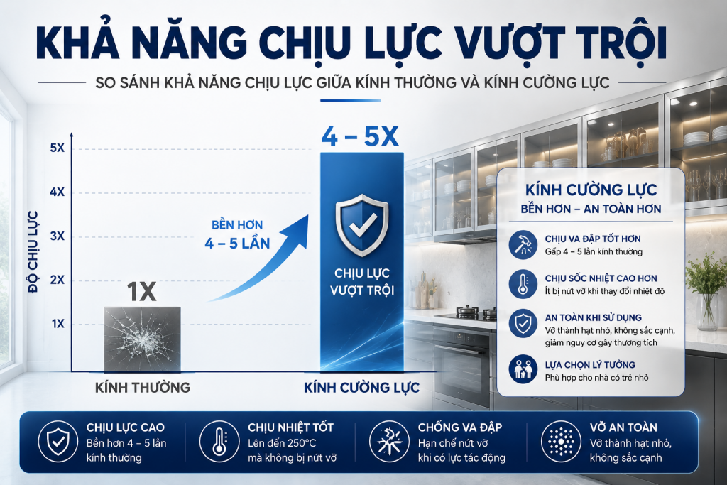 So sánh khả năng chịu lực giữa kính thường và kính cường lực