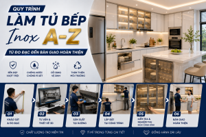 Quy Trình Làm Tủ Bếp Inox A-Z: Từ Đo Đạc Đến Bàn Giao Hoàn Thiện