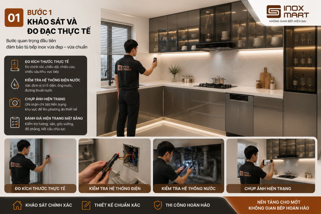 Khảo sát thực tế trước khi làm tủ bếp inox