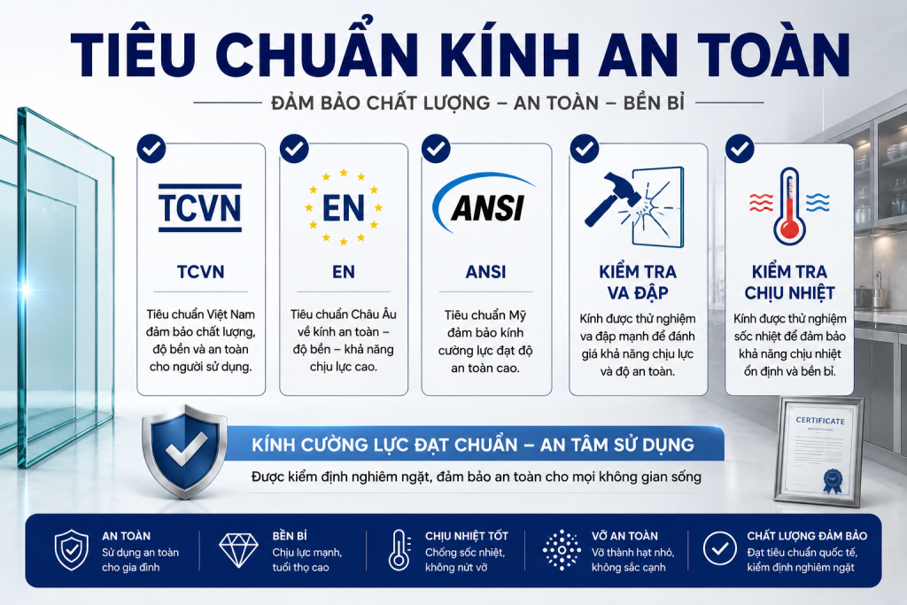 Các tiêu chuẩn chất lượng áp dụng cho kính cường lực
