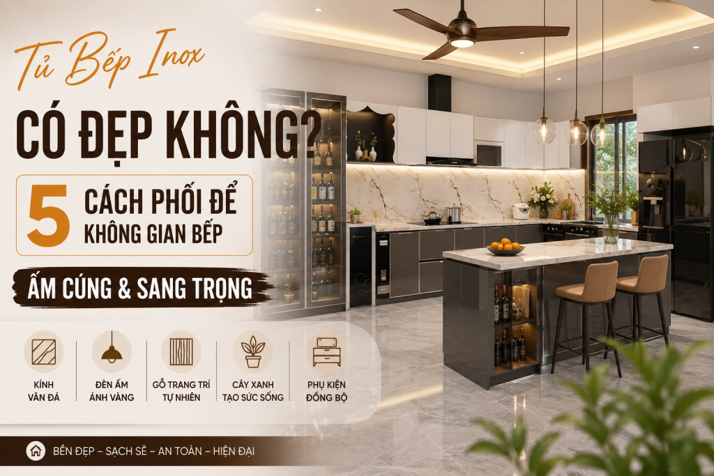 Tủ Bếp Inox Có Đẹp Không? 5 Cách Phối Để Không Gian Bếp Ấm Cúng Và Sang Trọng