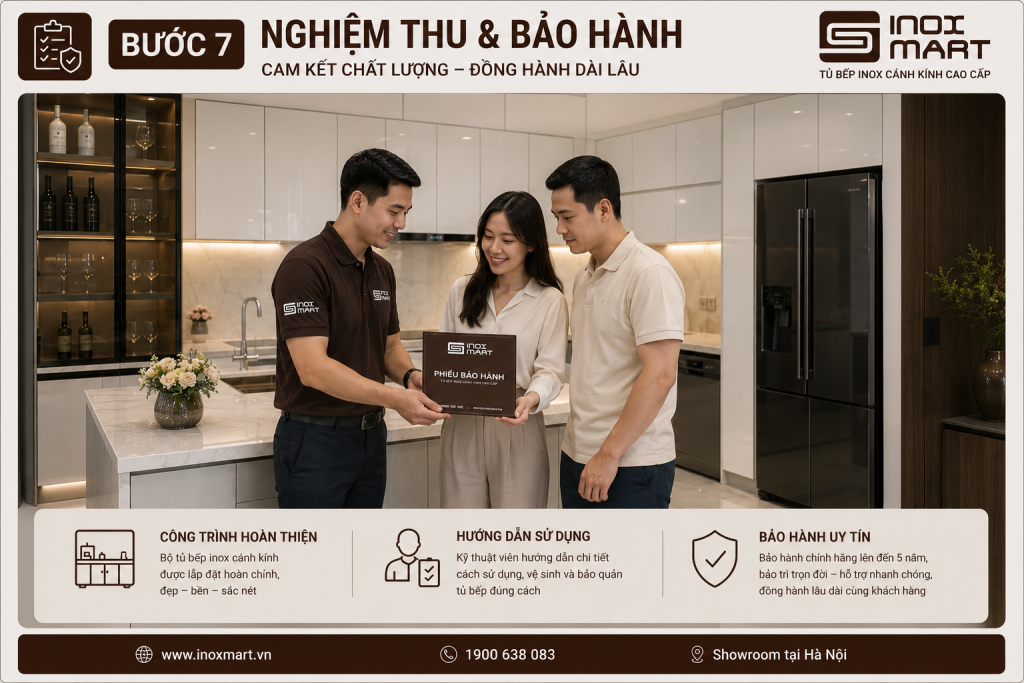 Nghiệm thu và bàn giao tủ bếp inox hoàn thiện