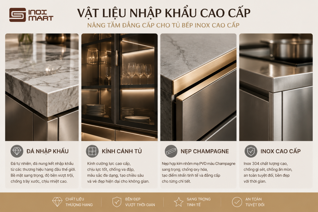 Vật liệu nhập khẩu sử dụng trong tủ bếp inox cao cấp