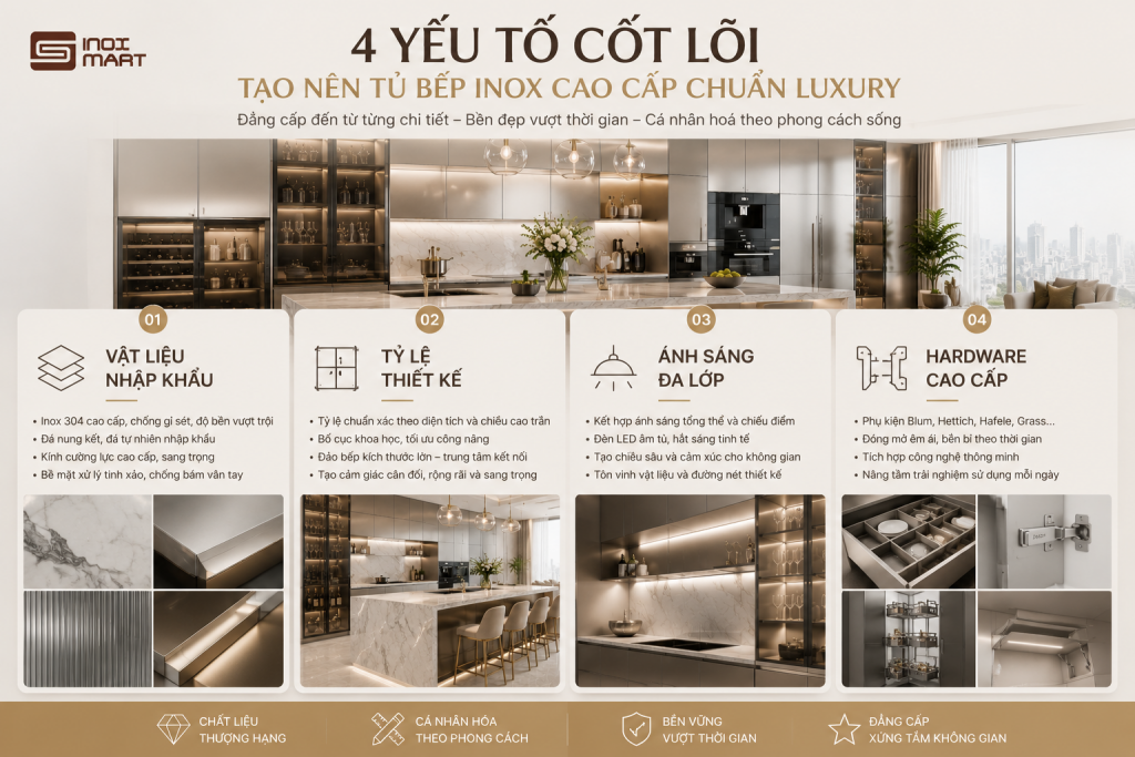 4 yếu tố tạo nên tủ bếp inox cao cấp chuẩn luxury