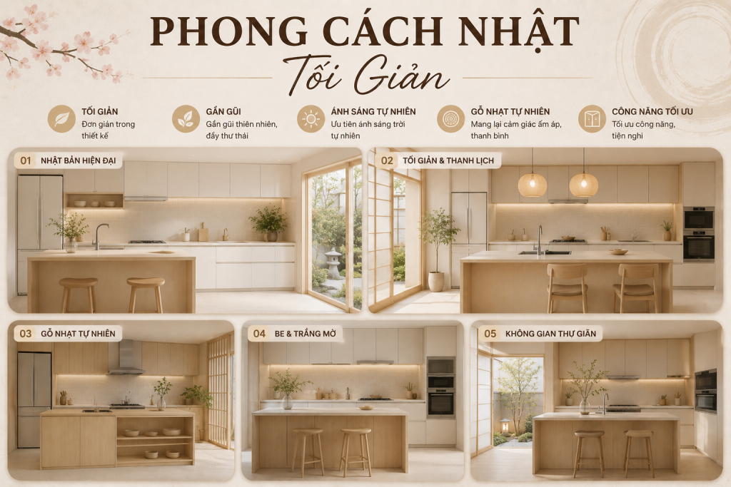 Các mẫu tủ bếp inox phong cách Nhật tối giản