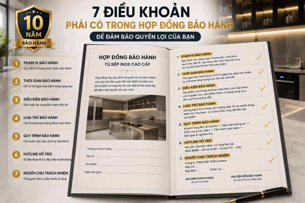 Những điều khoản cần có trong hợp đồng bảo hành tủ bếp inox