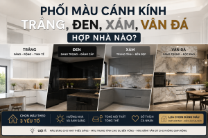 Màu Tủ Bếp Inox Cánh Kính: Trắng, Đen, Xám Hay Vân Đá – Đâu Là Lựa Chọn Phù Hợp Với Nhà Bạn?