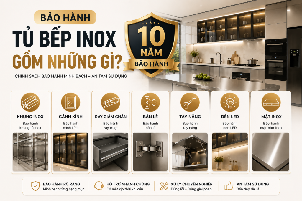 Các hạng mục trong chính sách bảo hành tủ bếp inox