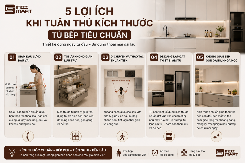 Lợi ích của kích thước tủ bếp tiêu chuẩn