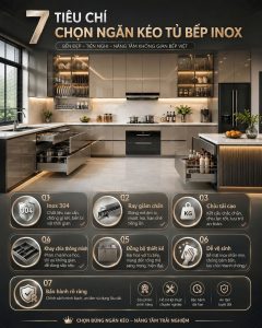 Ngăn Kéo Tủ Bếp Inox Có Gì Khác? 7 Tiêu Chí Chọn Đúng Để Dùng 20 Năm