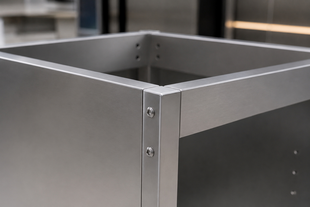 Góc liên kết chắc chắn của thùng tủ bếp inox module