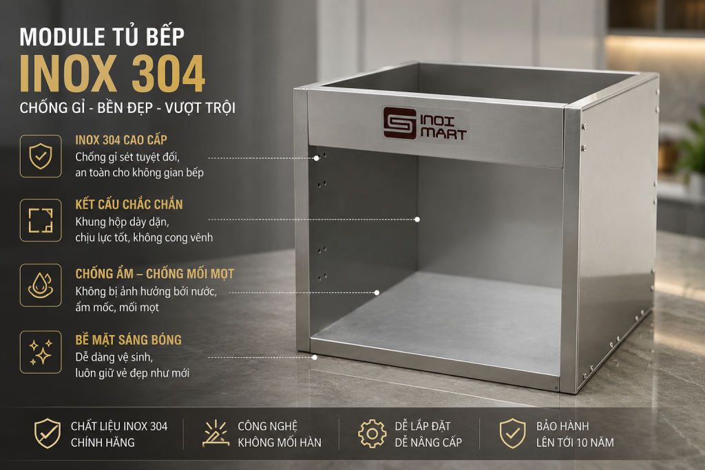 Khung module tủ bếp inox 304 chống gỉ