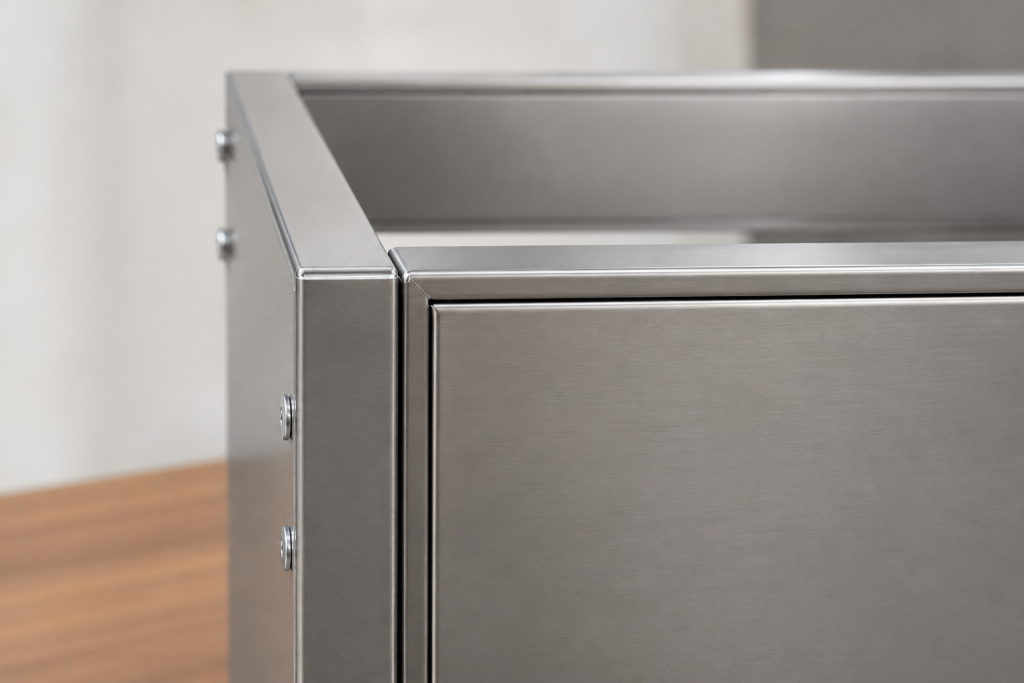 Chi tiết góc ghép của thùng tủ bếp inox module