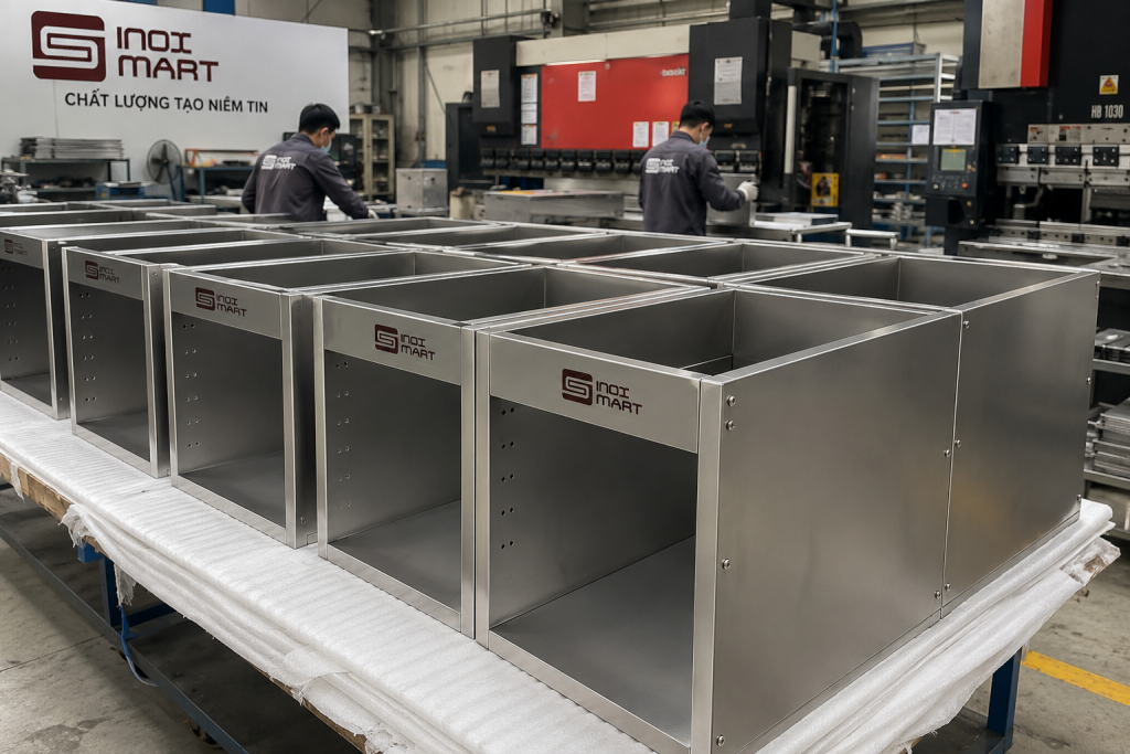 Thùng tủ bếp inox module Inoxmart sản xuất tại nhà máy