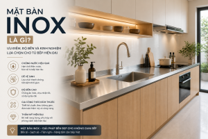 Mặt bàn inox là gì? Ưu điểm, độ bền và kinh nghiệm lựa chọn cho tủ bếp hiện đại