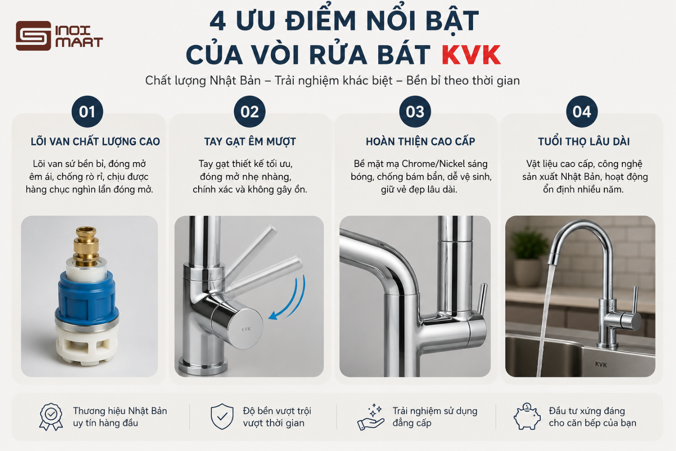 Ưu điểm nổi bật của vòi rửa bát KVK